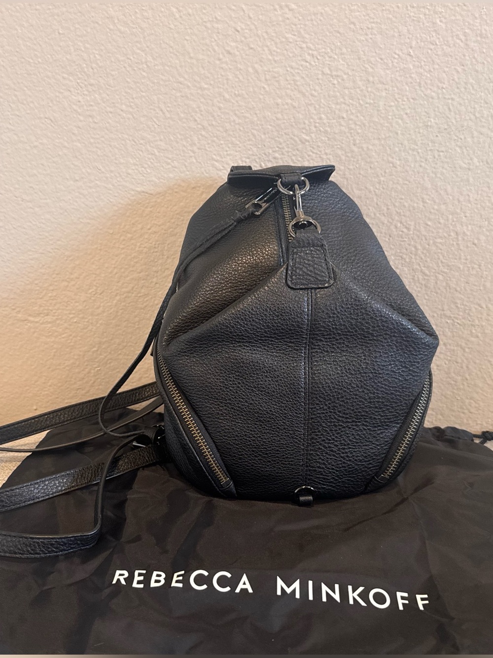 Rebecca Minkoff Black Pebbled Leather Mini Backpack